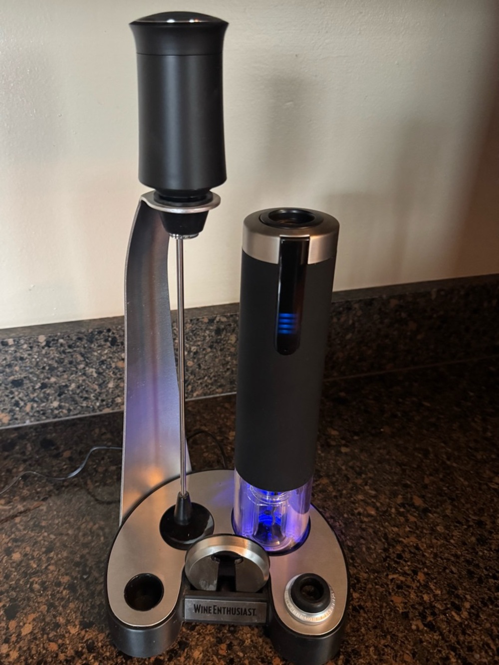 Wine Enthusiast Electric Wine Opener Set - Black & Silver